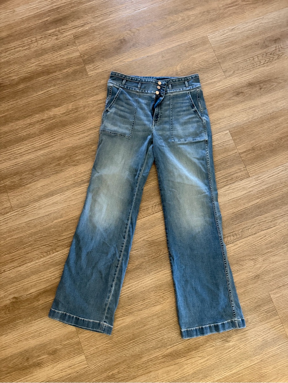 White House Black Market Women’s Wide-Leg Jeans — Blue Denim